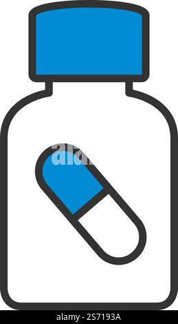 Symbol „Tablettenflasche“. Editierbare Fett Formatigte Kontur Mit Farbfüllungsdesign. Vektorgrafik. Stock Vektor