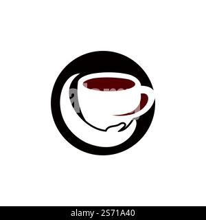 Coffee Care Vector-Logo-Design. Design mit Kaffeetasse und Hand-Symbol. Stock Vektor