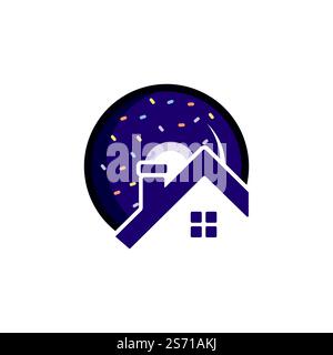 Heim-Donut-Vektor-Logo-Design. Design-Konzept für Bäckerei-Logo. Stock Vektor