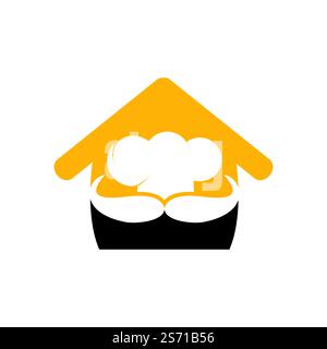 Mister Chef Vector-Logo-Vorlage. Kappen- und Schnurrbart-Design. Stock Vektor