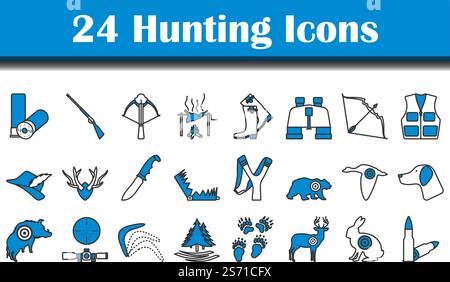 Symbol Für Die Jagd Eingestellt. Flaches Design. Vollständig editierbare Vektorgrafik. Text erweitert. Stock Vektor