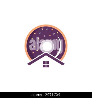 Heim-Donut-Vektor-Logo-Design. Design-Konzept für Bäckerei-Logo. Stock Vektor