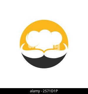 Mister Chef Vector-Logo-Vorlage. Kappen- und Schnurrbart-Design. Stock Vektor