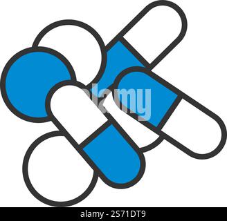 Symbol „Pille Und Tabs“. Editierbare Fett Formatigte Kontur Mit Farbfüllungsdesign. Vektorgrafik. Stock Vektor