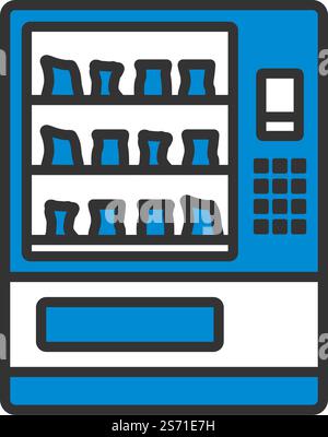 Symbol Der Lebensmittelverkaufsmaschine. Editierbare Fett Formatigte Kontur Mit Farbfüllungsdesign. Vektorgrafik. Stock Vektor