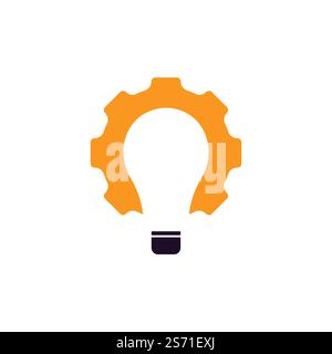Abbildung der Logovorlage für die Getriebeglühlampe. Geeignet für Industrie oder Technologie. Stock Vektor