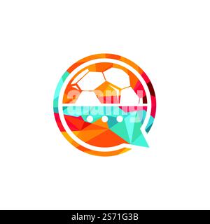 Vektor-Logo für Fußballgespräche. Design-Konzept für Sport-Chat-Vektor-Logo. Stock Vektor