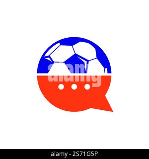 Vektor-Logo für Fußballgespräche. Design-Konzept für Sport-Chat-Vektor-Logo. Stock Vektor