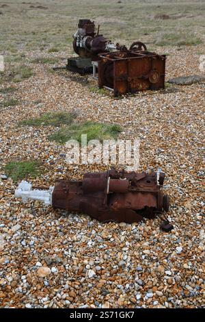 Verrostete alte Bootsmotoren Stockfoto