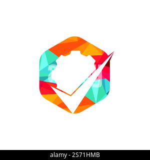 Design des Gear Vector Logos überprüfen. Logo-Design wird geprüft. Stock Vektor