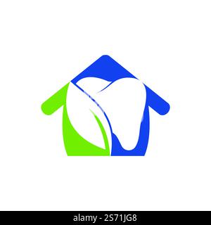 Design der Logo-Vorlage „Nature Dental“. Symbol „Zahn und Blatt“. Stock Vektor