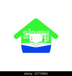 Logovorlage für Abschlussmütze und Buchvektor. Logo-Konzept für den Bildungsbereich. Stock Vektor