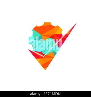 Design des Gear Vector Logos überprüfen. Logo-Design wird geprüft. Stock Vektor