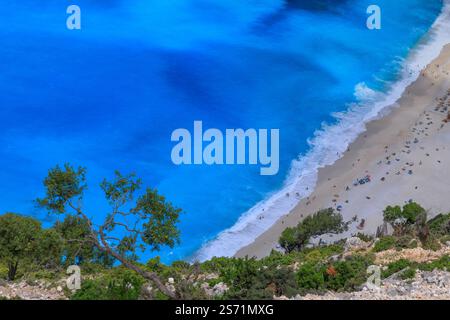 Sommer: Myrtos Beach auf der Insel Kefalonia, Griechenland. Stockfoto
