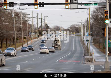 Busspur auf der Bayers Road in Halifax, Nova Scotia, Kanada (Januar 2025) Stockfoto