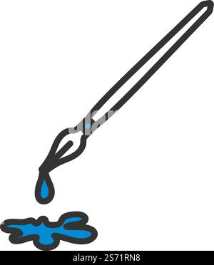 Füllfederhalter Mit Blot-Symbol. Editierbare Fett Formatigte Kontur Mit Farbfüllungsdesign. Vektorgrafik. Stock Vektor