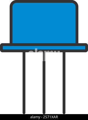Transistor-Symbol. Editierbare Fett Formatigte Kontur Mit Farbfüllungsdesign. Vektorgrafik. Stock Vektor