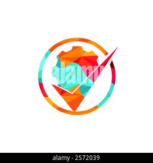 Design des Gear Vector Logos überprüfen. Logo-Design wird geprüft. Stock Vektor