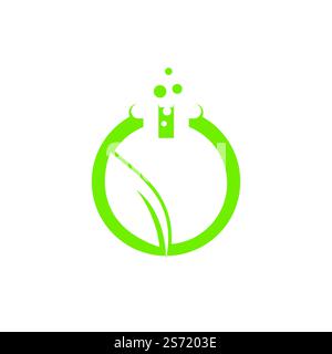 Design mit Vektorlogo für das Öko-Labor. Designkonzept für natürliche Laborlogos. Wissenschaft und Medizin kreatives Symbol. Stock Vektor