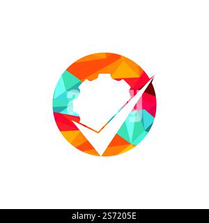 Design des Gear Vector Logos überprüfen. Logo-Design wird geprüft. Stock Vektor