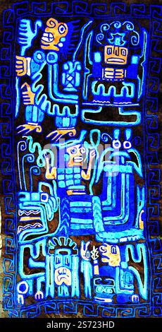Peruanische historische Symbolik in einem Aquarell. Stockfoto