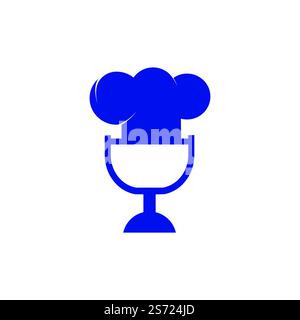 Podcast-Design-Vorlage für das Vektorlogo des Küchenchefs. Logo des singenden Küchenchefs. Stock Vektor