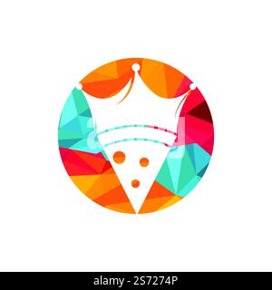 Vorlage für das Vektor-Logo von Pizza King. Kronen- und Pizzastücke-Design. Stock Vektor