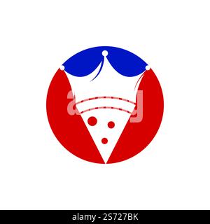 Vorlage für das Vektor-Logo von Pizza King. Kronen- und Pizzastücke-Design. Stock Vektor