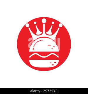 Burger King Vektor-Logo-Design. Burger mit Crown Icon-Logo. Stock Vektor
