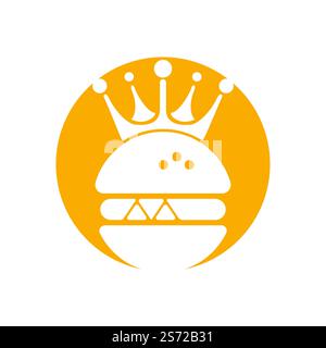 Burger King Vektor-Logo-Design. Burger mit Crown Icon-Logo. Stock Vektor