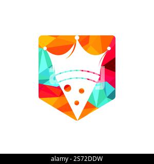 Vorlage für das Vektor-Logo von Pizza King. Kronen- und Pizzastücke-Design. Stock Vektor