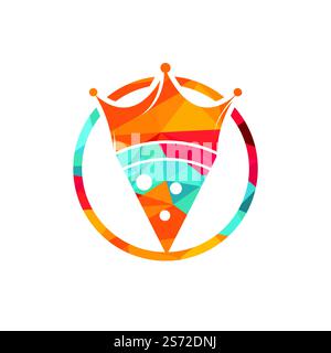 Vorlage für das Vektor-Logo von Pizza King. Kronen- und Pizzastücke-Design. Stock Vektor