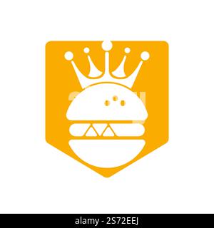 Burger King Vektor-Logo-Design. Burger mit Crown Icon-Logo. Stock Vektor