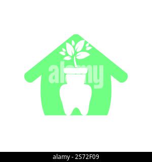 Dentalgarten Haus Vektor-Logo-Design-Vorlage. Zahnärztliches Logo-Konzept. Stock Vektor
