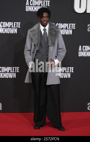 Enrico Tijani nimmt am 17. Januar 2025 am Fotoruf des Films „A Complete Unknown“ im Auditorium Parco della Musica in Rom (Italien) Teil. Stockfoto