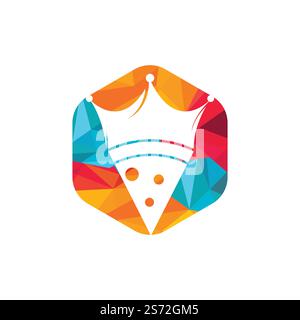Vorlage für das Vektor-Logo von Pizza King. Kronen- und Pizzastücke-Design. Stock Vektor
