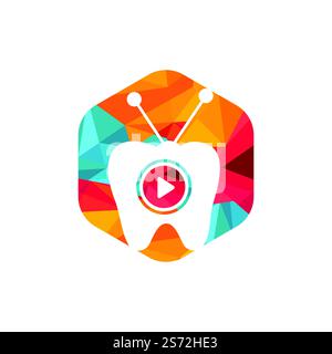 Dental-tv-Vektor-Logo-Design-Vorlage. Zahn- und TV-Ikone. Stock Vektor