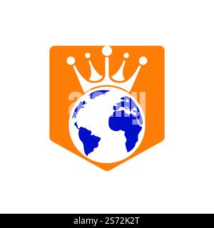 King Planet Vektorlogo-Design. Globe King Logo Icon Design. Stock Vektor