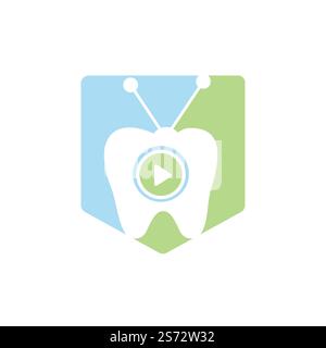 Dental-tv-Vektor-Logo-Design-Vorlage. Zahn- und TV-Ikone. Stock Vektor