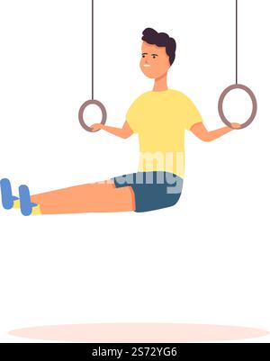 Fitnessringe Icon Cartoon Vektor. Glückliches Kind. Trainersport. Fitnessringe Icon Cartoon Vektor. Glückliches Kind Stock Vektor