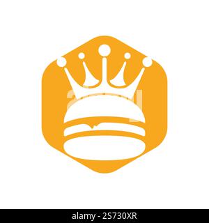 Burger King Vektor-Logo-Design. Burger mit Crown Icon-Logo. Stock Vektor