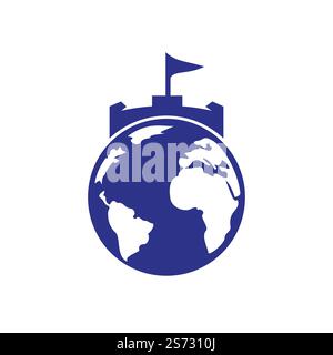 „Castle Globe“-Vektorlogo. Einzigartige Designvorlage für das Logo „Festung und Globe“. Stock Vektor