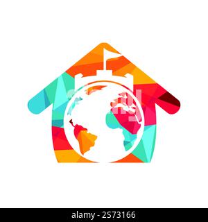 „Castle Globe“-Vektorlogo. Einzigartige Designvorlage für das Logo „Festung und Globe“. Stock Vektor