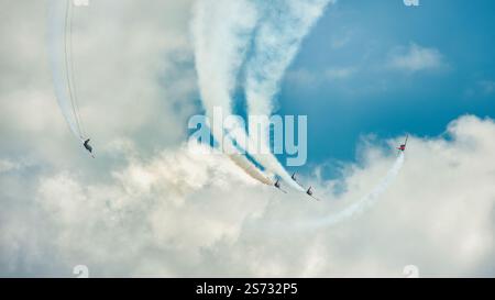 Patrulla Aguila Aerobatic Team, Festival aereo Torre del Mar, Malaga. Stockfoto