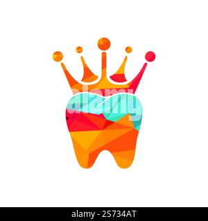 Dental King Vector-Logo-Design. Zahn- und Kronendesign. Stock Vektor