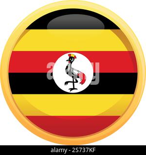 Uganda Fahne Kreis Icon Cartoon Vektor. Unabhängigkeitstag. Helden stehen. Uganda Fahne Kreis Icon Cartoon Vektor. Unabhängigkeitstag Stock Vektor