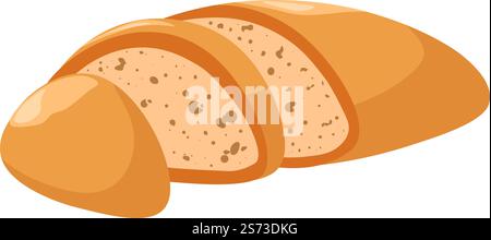 Frisch gebackenes Brot in Scheiben, isolierte natürliche und biologische Mahlzeit zum Frühstück, Abendessen oder Mittagessen. Speisen und Mahlzeiten im Restaurant, Lebensmittelgeschäft oder Marktsortiment. Vektor in abgewickelter Form. Leckere, nahrhafte Brotscheiben in Stücken, Bäckerei Stock Vektor