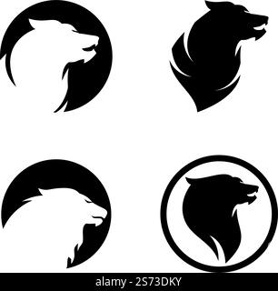 Lion Illustration Logo Vektor flache Design Vorlage Stock Vektor