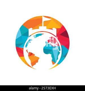 „Castle Globe“-Vektorlogo. Einzigartige Designvorlage für das Logo „Festung und Globe“. Stock Vektor