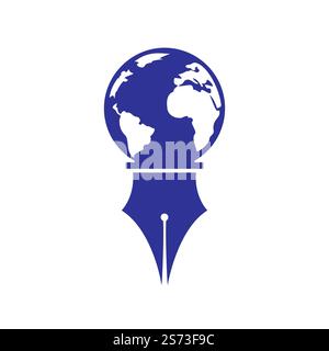 Stiftspitze und Globe-Logo-Vektor. Logo Für Den Bildungsbereich. Design mit Vektorlogo für Bildungseinrichtungen und Bildungseinrichtungen. Stock Vektor